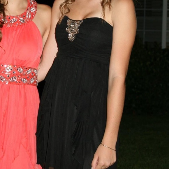 Black Strapless Mini Dress - Picture 1 of 5